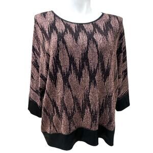 Jeff Gallano Paris Women's Metallic Lurex Top Size 1 Black Copper Small Medium